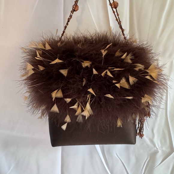 Brown Feathered Women's Bag - Picture 1 of 3